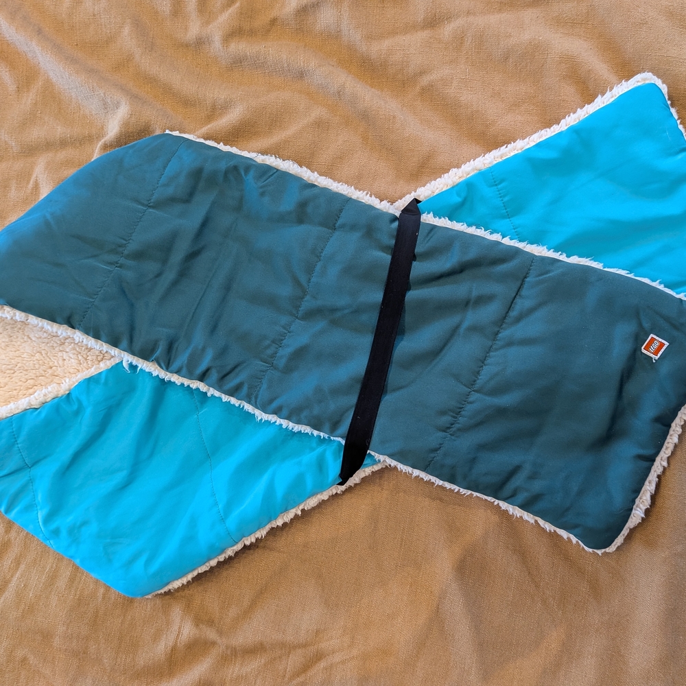 Reversible Blue and Teal Scarf with Fleece Lining